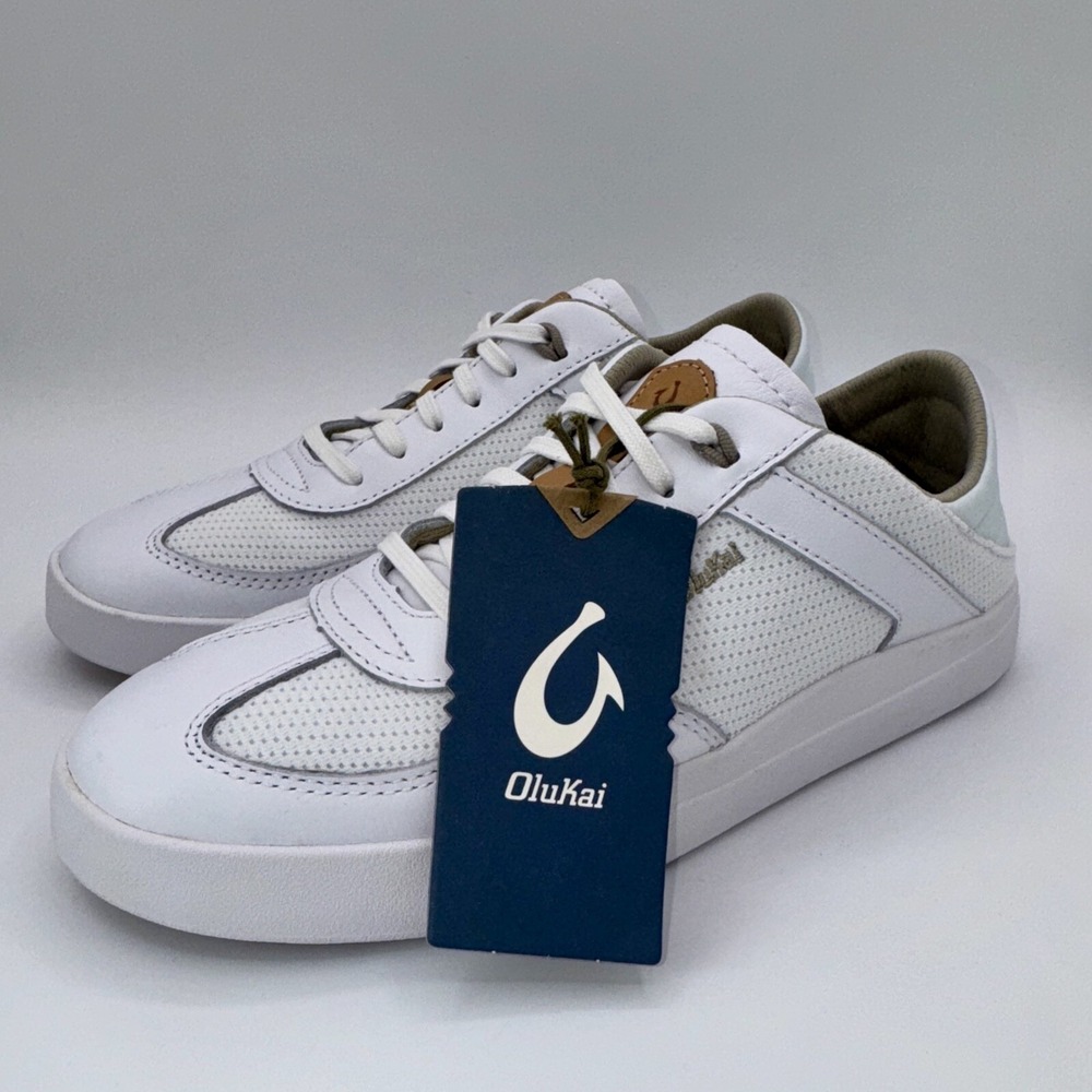 OluKai Kilea Classic Court Sneakers Women's Size 9 White Leather